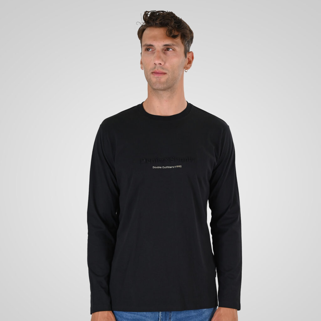 262TS-9173 T-SHIRTS LONGSLEEVE WITH EMBOSSED AND HIGH DENSITY PRINT BLACK