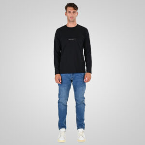 262TS-9173 T-SHIRTS LONGSLEEVE WITH EMBOSSED AND HIGH DENSITY PRINT BLACK