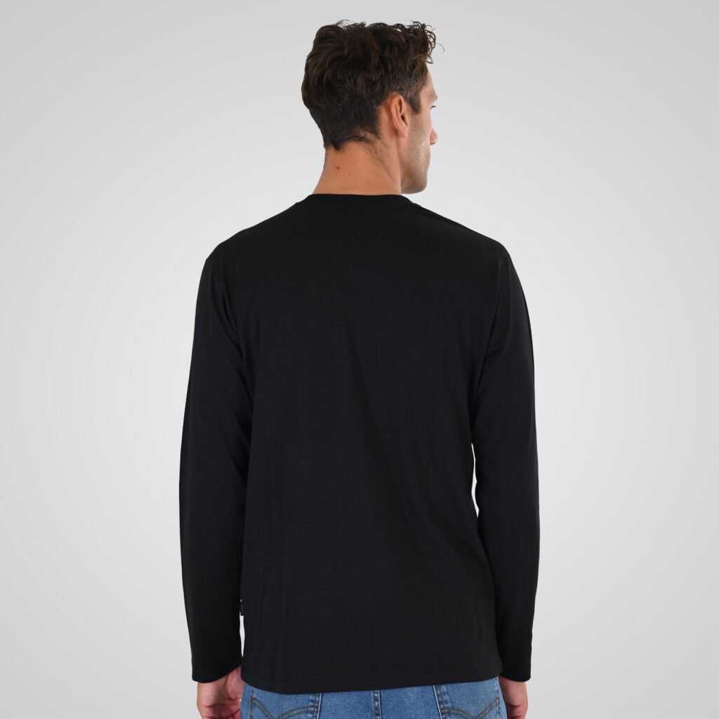262TS-9173 T-SHIRTS LONGSLEEVE WITH EMBOSSED AND HIGH DENSITY PRINT BLACK
