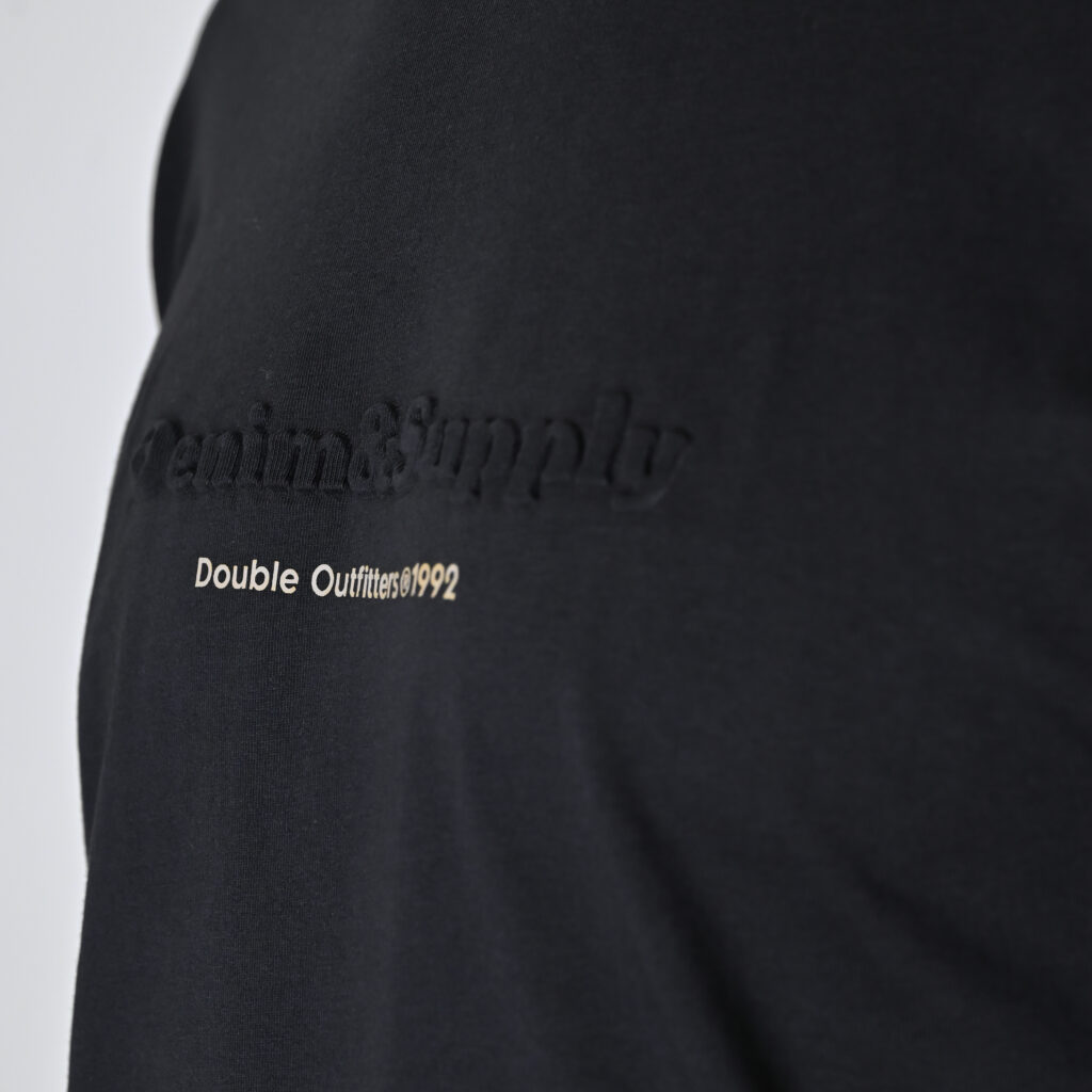 262TS-9173 T-SHIRTS LONGSLEEVE WITH EMBOSSED AND HIGH DENSITY PRINT BLACK