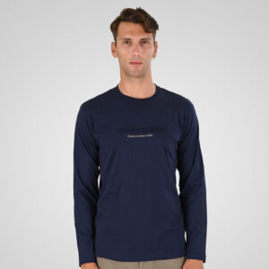 262TS-9173 T-SHIRTS LONGSLEEVE WITH EMBOSSED AND HIGH DENSITY PRINT NAVY