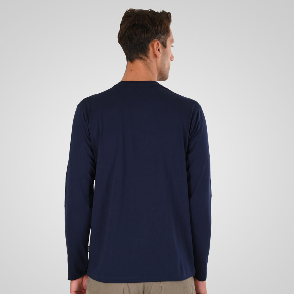 262TS-9173 T-SHIRTS LONGSLEEVE WITH EMBOSSED AND HIGH DENSITY PRINT NAVY