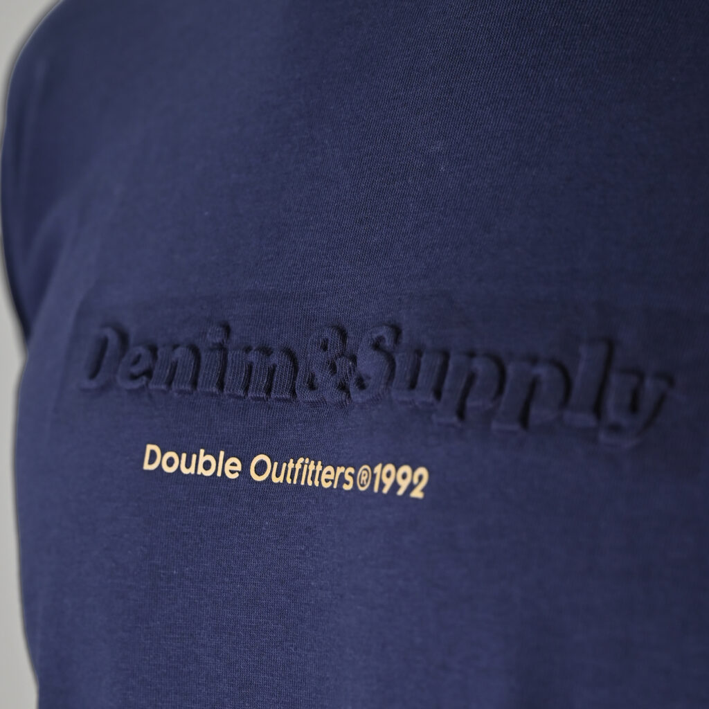 262TS-9173 T-SHIRTS LONGSLEEVE WITH EMBOSSED AND HIGH DENSITY PRINT NAVY