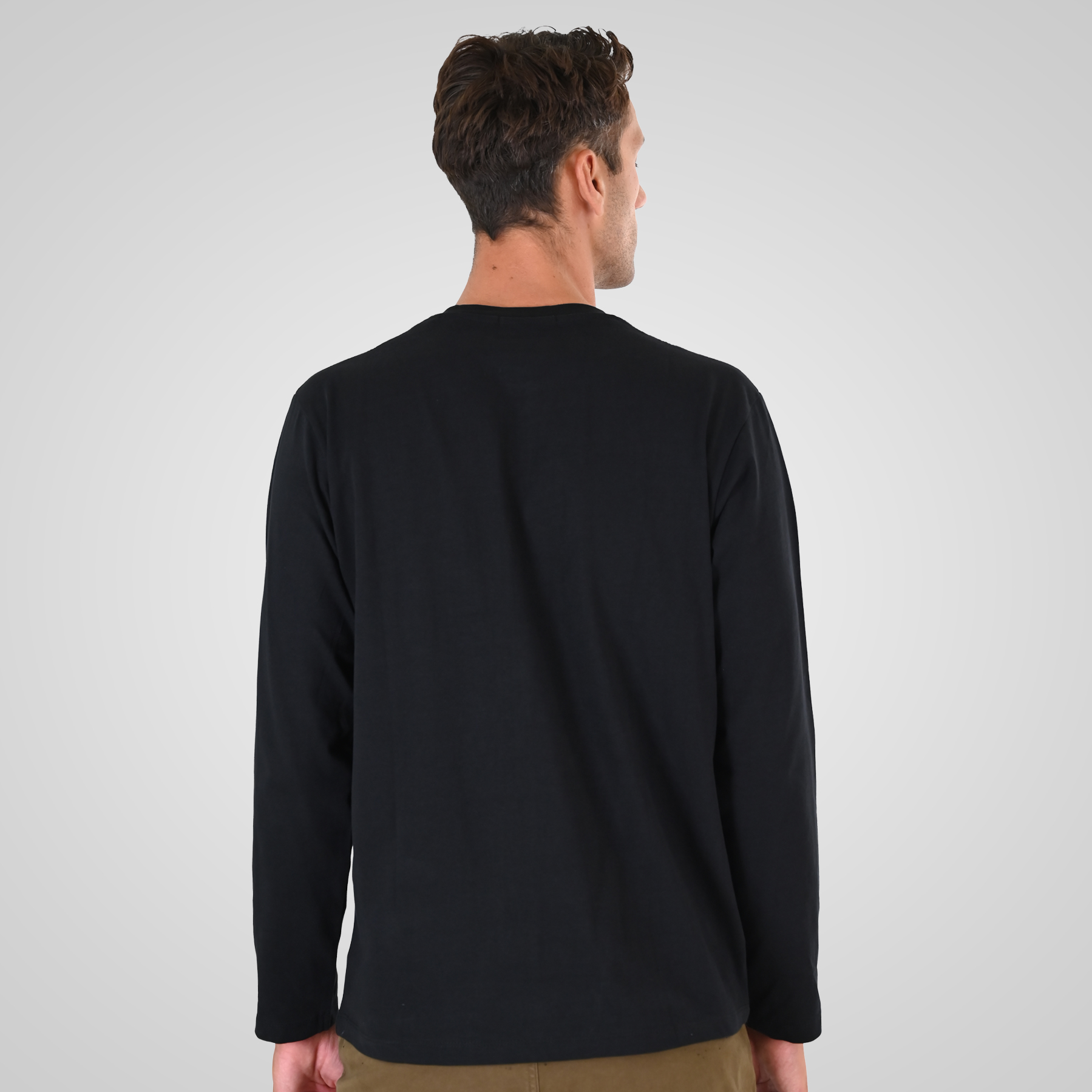 262TS-9174 T-SHIRTS HENLEY LONGSLEEVE WITH DENSE EMBROIDERY (HEAVY JERSEY) BLACK - Image 4