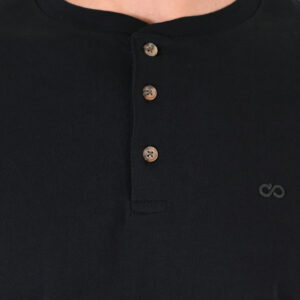 262TS-9174 T-SHIRTS HENLEY LONGSLEEVE WITH DENSE EMBROIDERY (HEAVY JERSEY) BLACK - Image 5