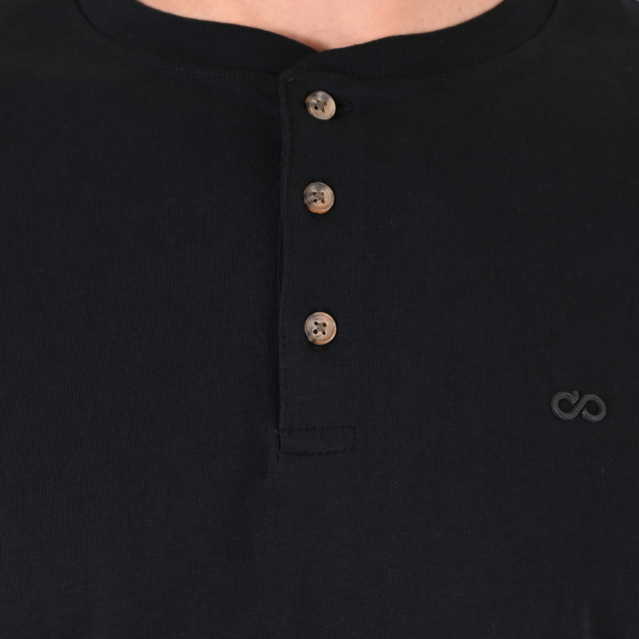262TS-9174 T-SHIRTS HENLEY LONGSLEEVE WITH DENSE EMBROIDERY (HEAVY JERSEY) BLACK - Image 5