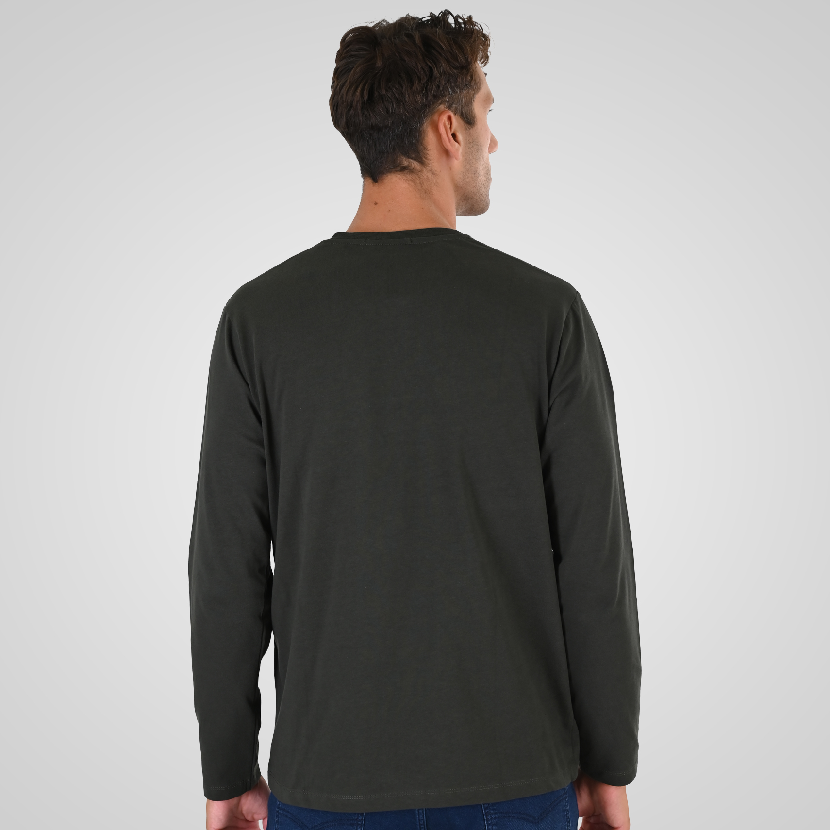 262TS-9174 T-SHIRTS HENLEY LONGSLEEVE WITH DENSE EMBROIDERY (HEAVY JERSEY) DK KHAKI - Image 4