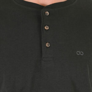 262TS-9174 T-SHIRTS HENLEY LONGSLEEVE WITH DENSE EMBROIDERY (HEAVY JERSEY) DK KHAKI - Image 5
