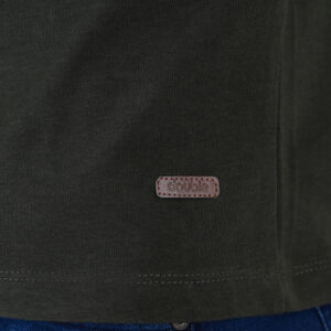 262TS-9174 T-SHIRTS HENLEY LONGSLEEVE WITH DENSE EMBROIDERY (HEAVY JERSEY) DK KHAKI - Image 6