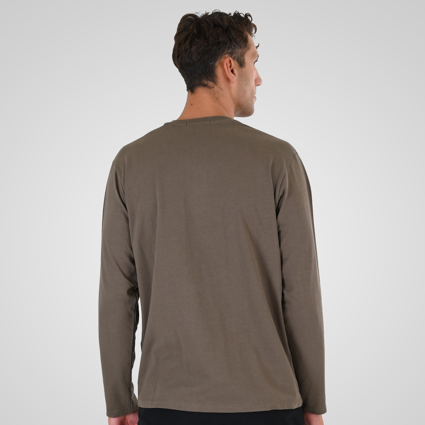 262TS-9174 T-SHIRTS HENLEY LONGSLEEVE WITH DENSE EMBROIDERY (HEAVY JERSEY) TAUPE - Image 4