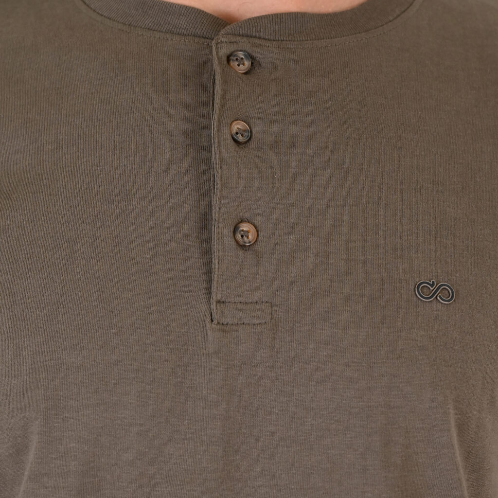 262TS-9174 T-SHIRTS HENLEY LONGSLEEVE WITH DENSE EMBROIDERY (HEAVY JERSEY) TAUPE
