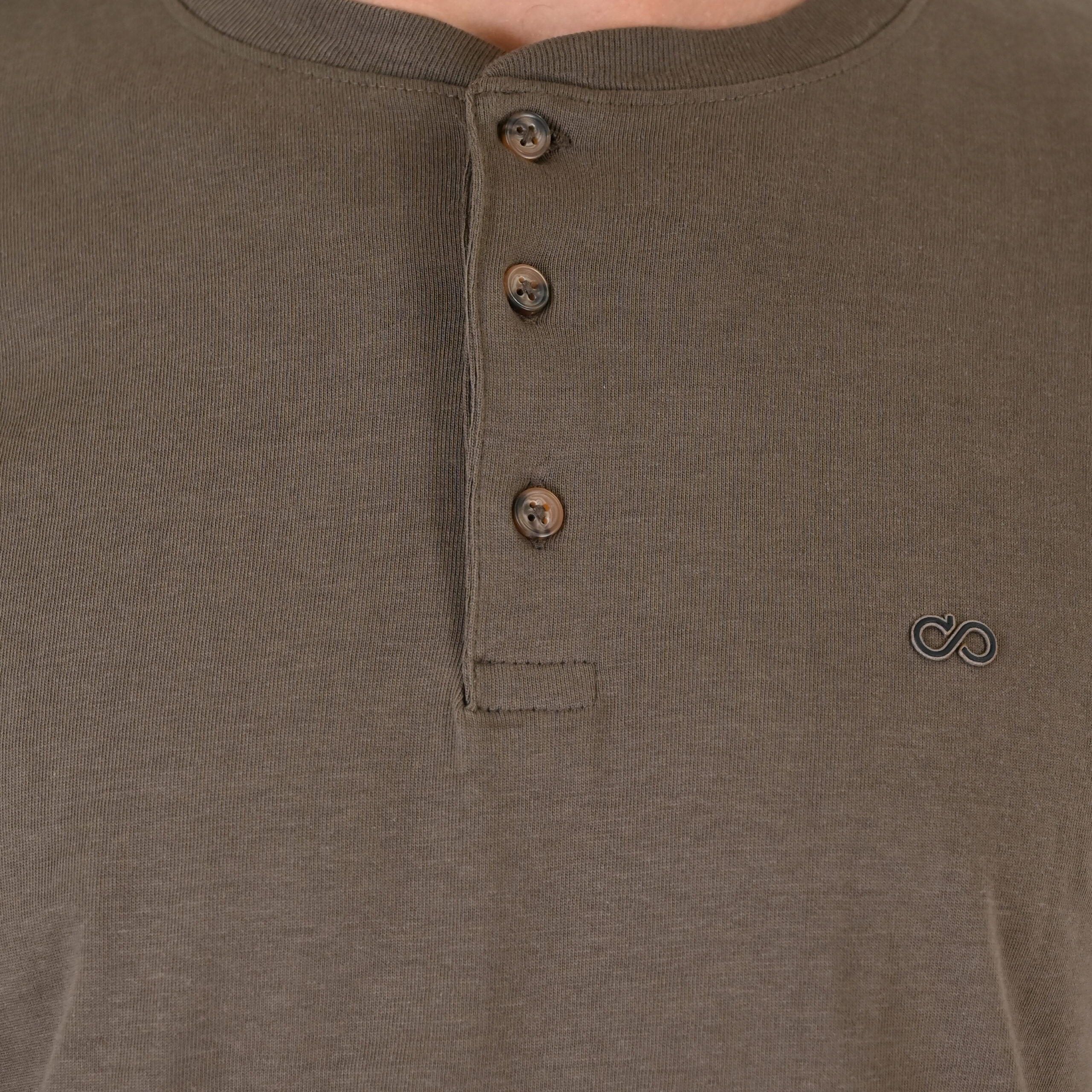 262TS-9174 T-SHIRTS HENLEY LONGSLEEVE WITH DENSE EMBROIDERY (HEAVY JERSEY) TAUPE - Image 5