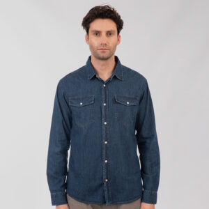 DS-5067 NOS DENIM SHIRTS WITH SNAP BUTTONS MIDDLE BLUE DENIM