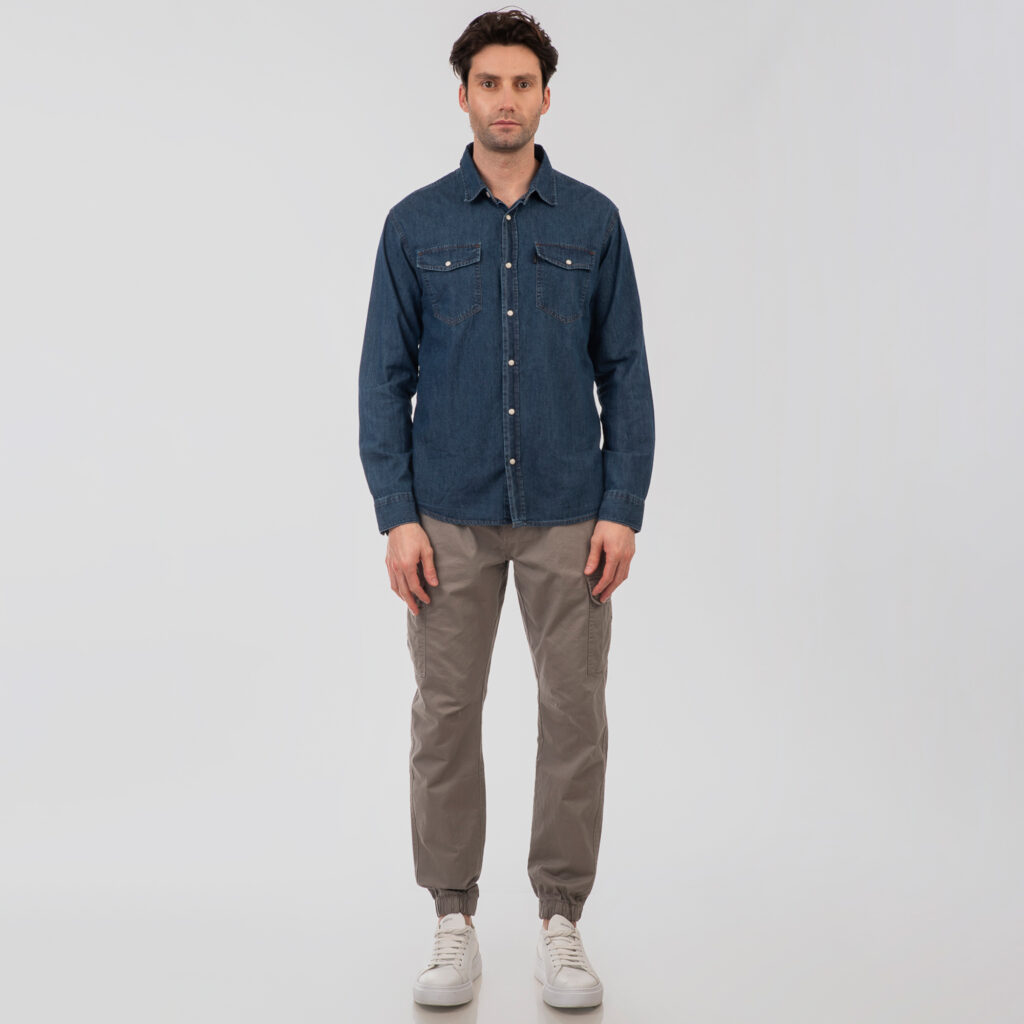 DS-5067 NOS DENIM SHIRTS WITH SNAP BUTTONS MIDDLE BLUE DENIM