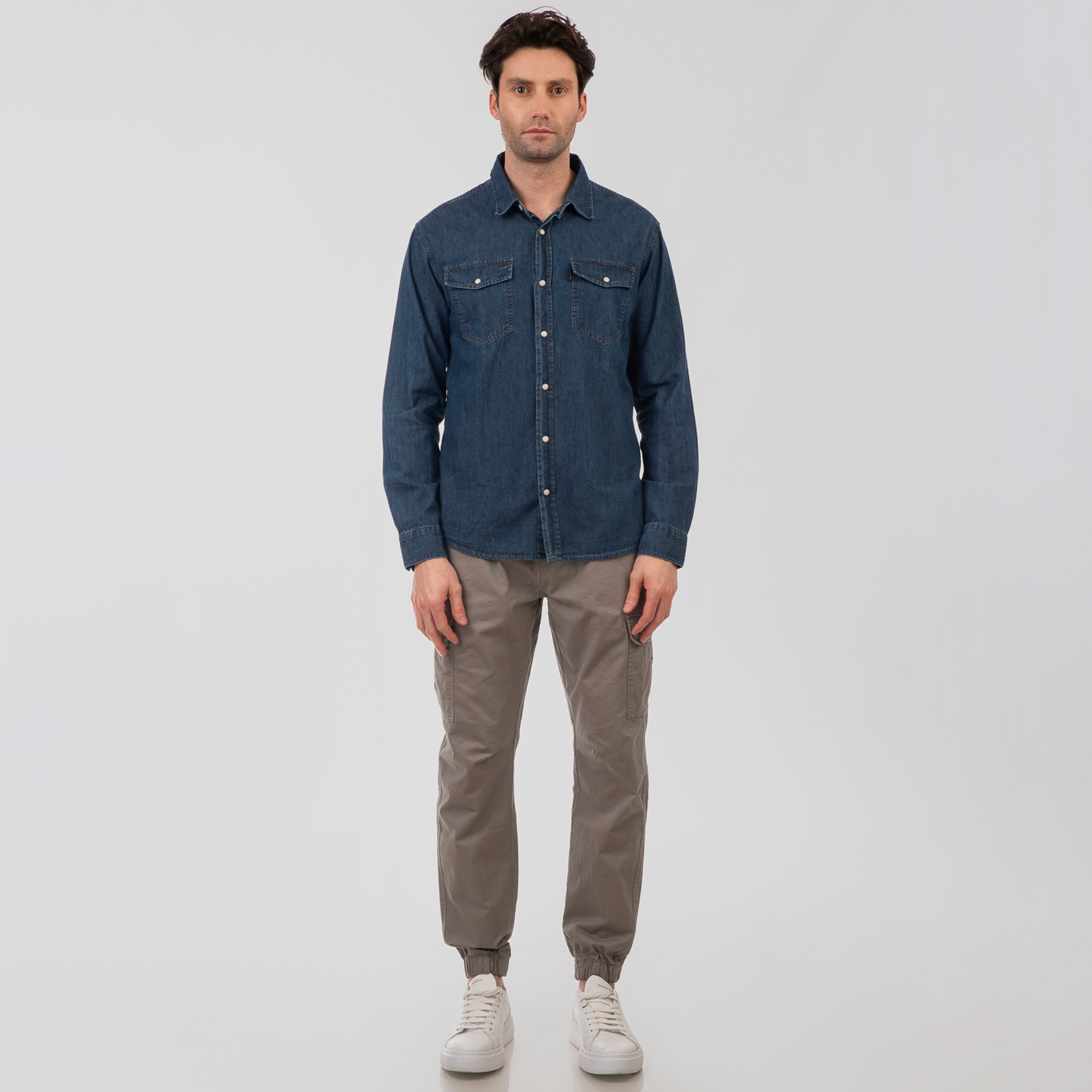DS-5067 NOS DENIM SHIRTS WITH SNAP BUTTONS MIDDLE BLUE DENIM - Image 2