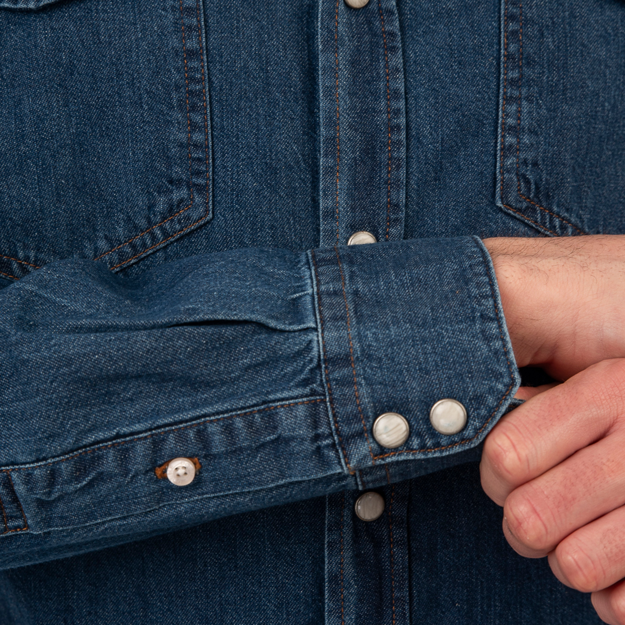DS-5067 NOS DENIM SHIRTS WITH SNAP BUTTONS MIDDLE BLUE DENIM - Image 5